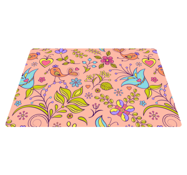 Floral vinyl rug with bird and butterfly design - TenStickers