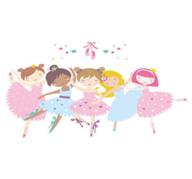 Kids vinyl rug with colorful ballet stars illustration - TenStickers