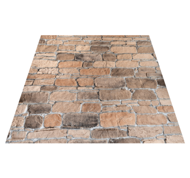 Bedroom vinyl rug light brown stone brick rustic pattern - TenStickers