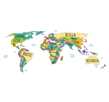 World map vinyl rug political map of the world - TenStickers