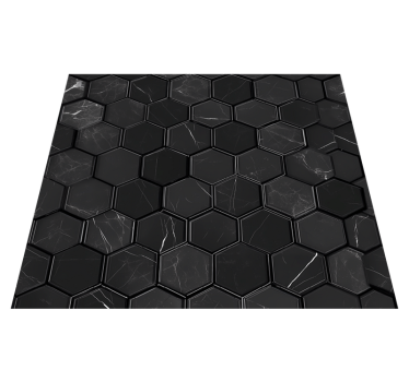 Bathroom vinyl rug in black hexagon design - TenStickers
