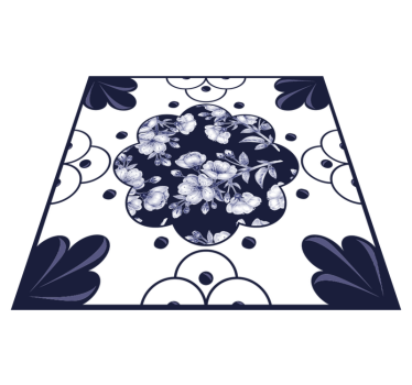 Kitchen vinyl rug with floral tile pattern - TenStickers