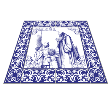Kitchen vinyl rug blue delft design - TenStickers