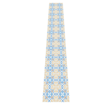 Kitchen vinyl rug with blue lines portuguese tile pattern - TenStickers