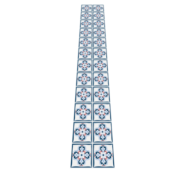 Kitchen vinyl rug with blue and red portuguese tiles - TenStickers