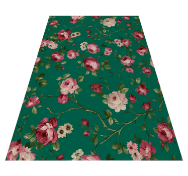 Bedroom vinyl rug with painted tree flowers pattern - TenStickers