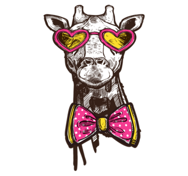 Quirky Giraffe Heart Glasses Animal Vinyl Rug - TenStickers