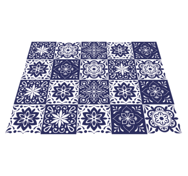 floral tile living room rug - TenStickers