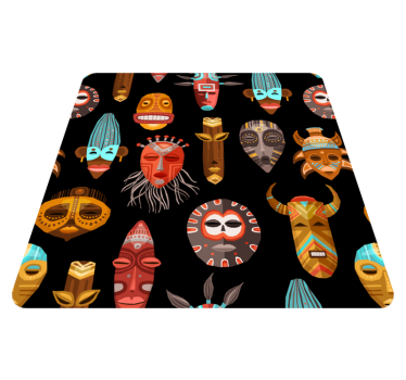 Tribal Mask Motif Ensemble living room rug - TenStickers