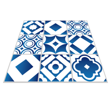Elegant blue tiles vinyl kitchen mat - TenStickers