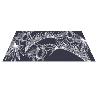 Botanical Line Art floral vinyl rug - TenStickers