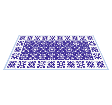 Blue Ceramic Pattern bathroom vinyl rug - TenStickers