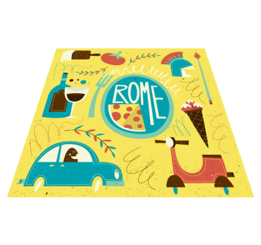 Rome Theme Illustration alphabet vinyl rug - TenStickers