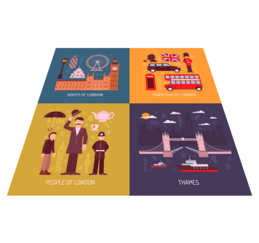 Traditions, sights and people of London living room carpet - TenStickers