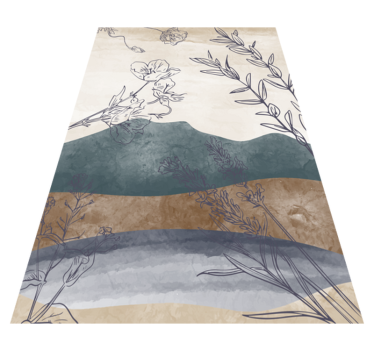 Botanical Silhouette floral vinyl rug - TenStickers