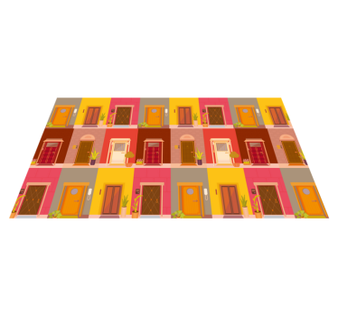 Colorful Doorway Pattern minimal vinyl rug - TenStickers
