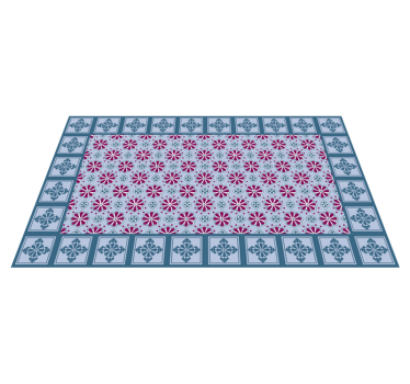 Blue and pink tiles vinyl kitchen mat - TenStickers