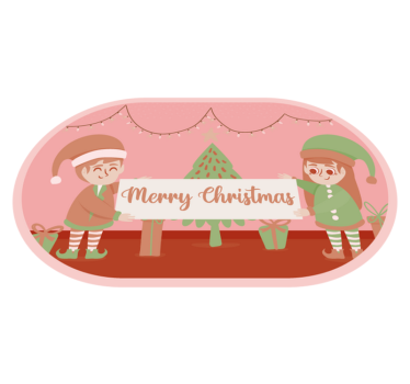 Festive Elves Scene Christmas vinyl rug - TenStickers