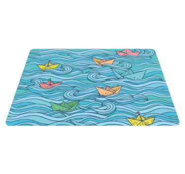 Sailing Paper Boats kids vinyl rug - TenStickers