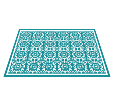 Teal Floral Design kitchen vinyl rug - TenStickers