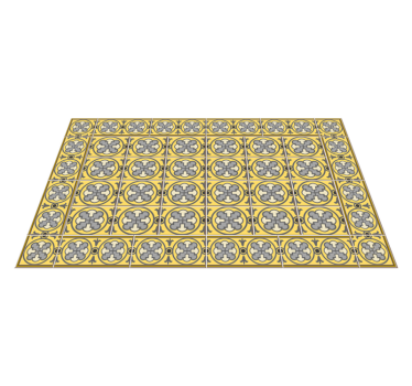 Yellow tone classic tile design kitchen vinyl rug - TenStickers