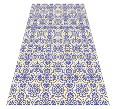 Blue floral Moroccan kitchen vinyl rug - TenStickers