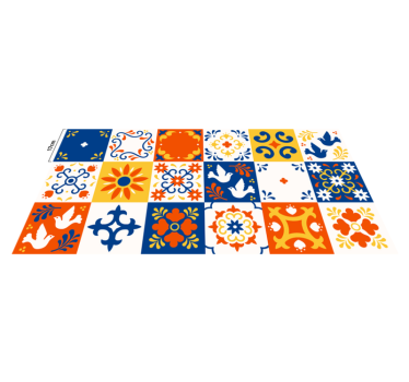 Colorful Tile Pattern kitchen vinyl rug - TenStickers