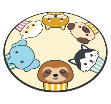 Cartoon Animal Faces kids vinyl rug - TenStickers