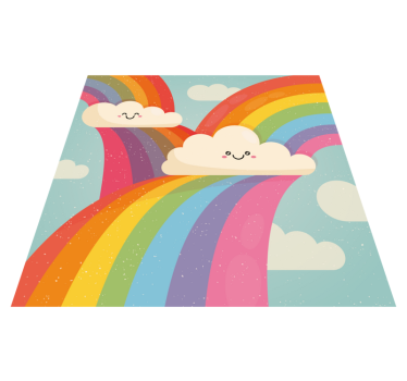 Cheerful Rainbow Art kids vinyl rug - TenStickers