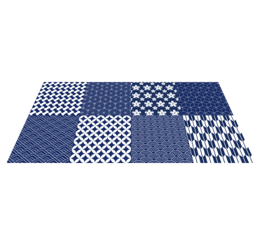 Geometric vinyl rug in geometric tile design - TenStickers
