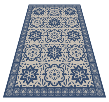Floral Motif Pattern tile vinyl rug - TenStickers