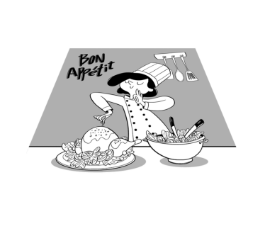 Cartoon Chef Illustration kitchen vinyl rug - TenStickers