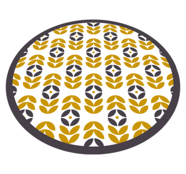 Stylish Leaf Pattern circular vinyl rug - TenStickers