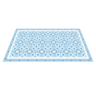 Ornamental blue tiles vinyl kitchen mat - TenStickers