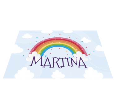 Rainbow clouds with name kids vinyl rug - TenStickers