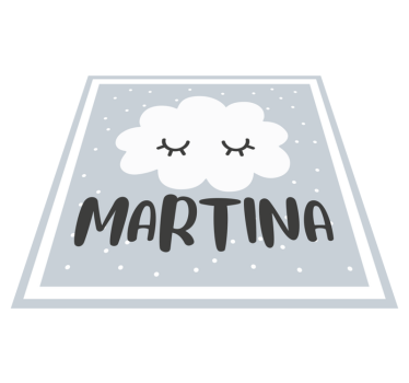 Gray cloud with name nursery vinyl rug - TenStickers