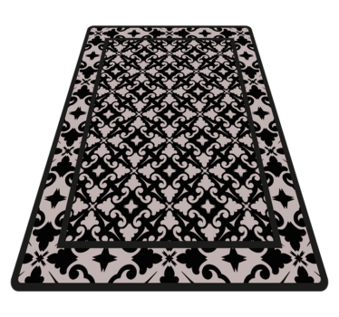Elegant black pattern kitchen vinyl rug - TenStickers