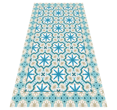 Retro blue and beige tiles kitchen vinyl rug - TenStickers