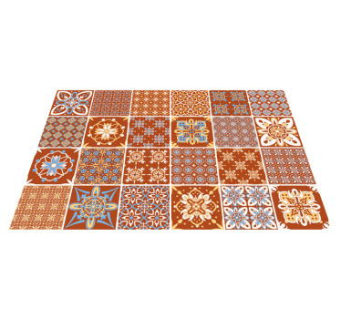 Orange mosaic tile vinyl rug - TenStickers