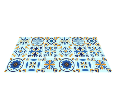 Traditional tile motif kitchen vinyl rug - TenStickers