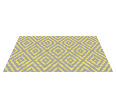 Yellow and gray square pattern geometric vinyl rug - TenStickers