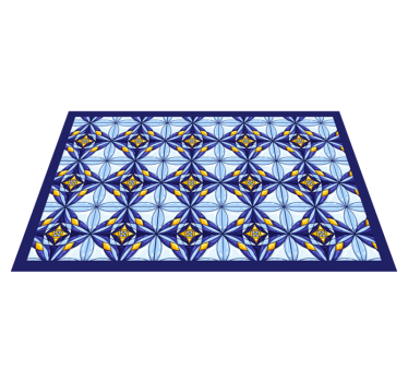 Portuguese blue and yellow mandala vinyl rug - TenStickers