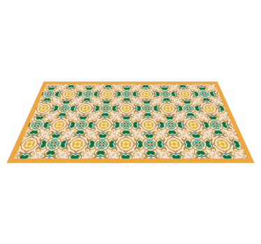 Floral beige ornaments bathroom vinyl rug - TenStickers