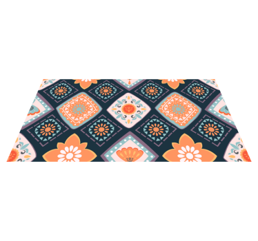 Lively floral design bathroom vinyl rug - TenStickers