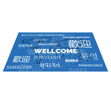 Welcome in different languages world map vinyl rug - TenStickers