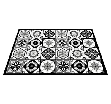 Black white avinyl kitchen mat - TenStickers