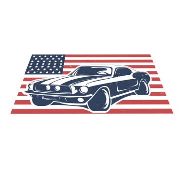 US flag and automobile teen vinyl rug - TenStickers