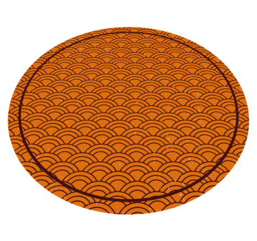 Orange Wave Pattern circular vinyl rug - TenStickers