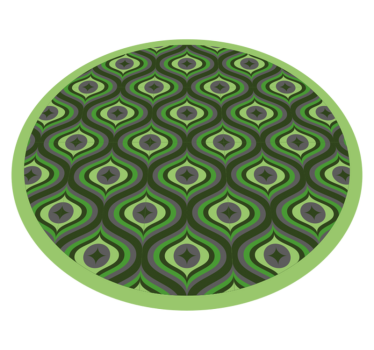 Intricate Green Waves circular vinyl rug - TenStickers