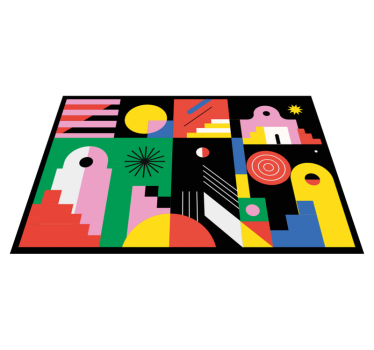 Mosaic of flat geometric elements bedroom carpet - TenStickers